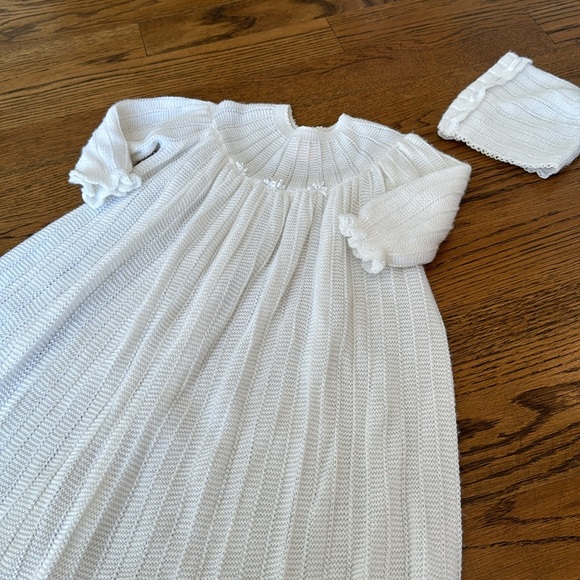 Italy Baby Bunting Sweater Knit Gown and Bonnet White Boy or girl 🤍👑0-12 mo